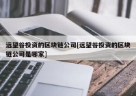 远望谷投资的区块链公司[远望谷投资的区块链公司是哪家]